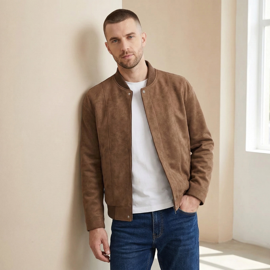 Men’s Premium Suede Bomber Jacket